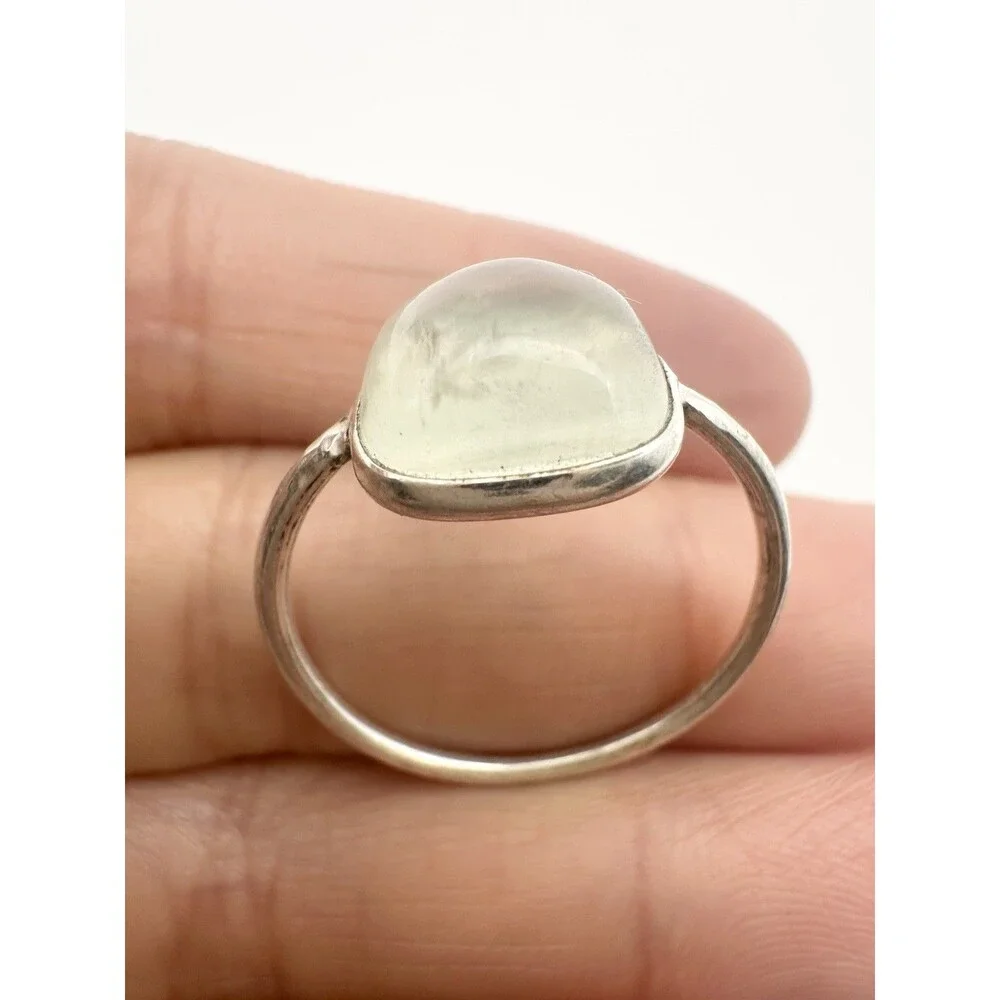 925 Sterling Silver Natural Gemstone Cabochon Ring Size 7